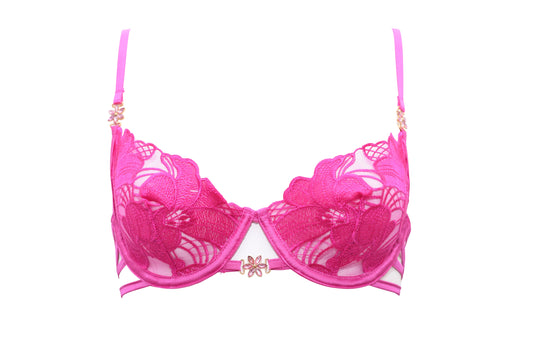 Pink Floral Strappy Lingerie Set