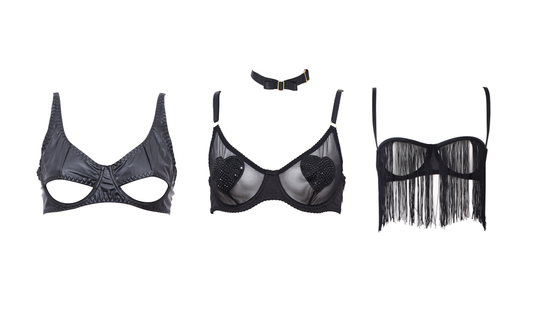 Structured sexy lingerie sets leather mesh and fringe designs Erisca