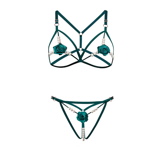 Rose & Pearl Harness Lingerie Set
