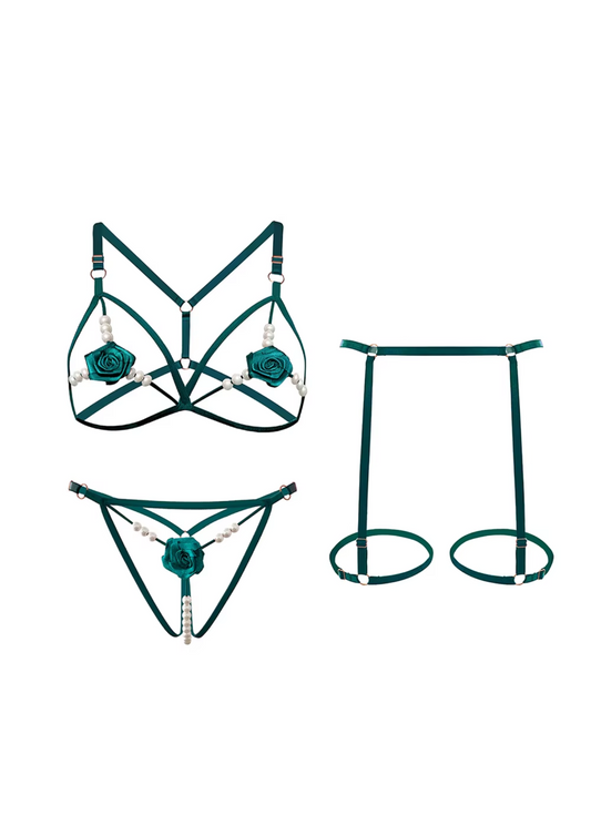 Rose & Pearl Harness Lingerie Set