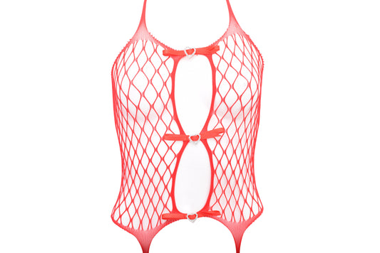 Fishnet Bodystocking with Garter & Stockings